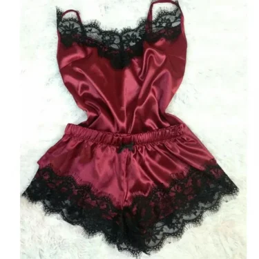 Sexy Women Lace Sleepwear Plus Size Lace Comfortable Lingerie Nightgown Sleeveless Nighty Sets Pants Sexy Nightwear 2