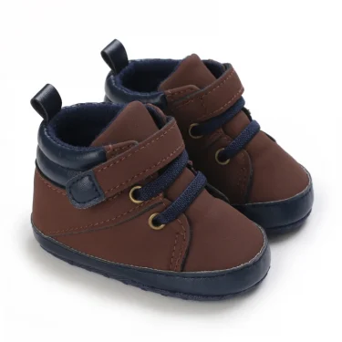 Super Cute Brown Baby Shoes 3 to 18 Month for Toddler Boys and Girls Baby Sneaker Soft PU Leather Baby Casual Shoes 5