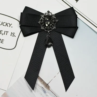 i-Remiel Fashion Red Ribbon Bow Brooch Rhinestone Crystal Fabric Cloth Art Luxury Wedding Dress Pins And Brooches Gift For Women 1