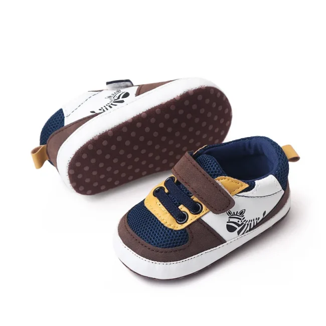 Newborn Boy Shoes for 1 Year Old First Step Trainers Infant Soft Sole Footwear Toddler Cartoon Zebra Walkers Doll Birthday Gifts 2