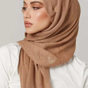 Muslim Women Crinkle Hijab Scarf Soft Solid Cotton Head Scarves Turban Shawls and Wrap Hijab Muslim Woman Veil Bandana 175*70CM 2
