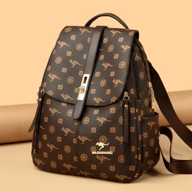 Vintage Printing Women Backpack Large Capacity with Multiple Pockets Casual Daypack Designer Leather Backpack Travel Bagpack 1