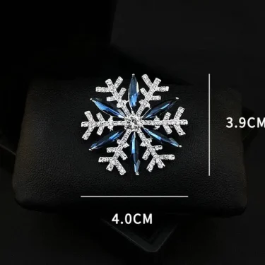 Exquisite Women‘s Brooch Crystal Snowflake Lapel Pins for Men Blue CZ Rhinestone Suit Clothes Badge Luxury Jewelry Accessories 2