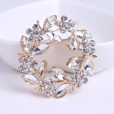 High-end exquisite leaf ring rhinestone brooch corsage collar pin pin jewelry clothing accessories 5