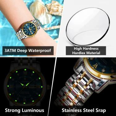 POEDAGAR Women Wristwatch Luxury Quartz Ladies Watch Waterproof Stainless Steel Luminous Date Week Women's Watches Dress Clock 3