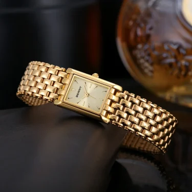 BERNY Gold Watch for Women Square Ladies Quartz Wristwatches Stainless Steel Women Small Gold Watch Luxury Casual Fashion Watch 5