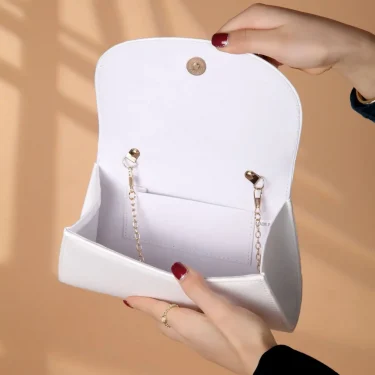 Women Top-handle Bags White Leather Bride Handbags Purse Designer Evening Bags Party Handbag Wedding Clutch Wallet Shoulder Bag 5