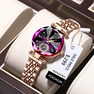 POEDAGAR Luxury Women Watch Top Brand Fashion Waterproof Stainless Steel Diamond Ladies Quartz Wristwatch Montre Femme Beautiful 5