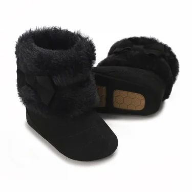 0-18M baby shoes Girls winter plush comfort snow boots cute bow cotton shoes baby soft soled non-slip toddler shoes 4