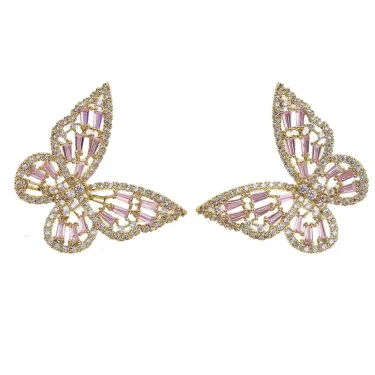 2023 New Butterfly Zircon Earrings Women's Korean Luxury Jewelry Literary Style Earrings Net Red Temperament Simple New Earrings 5