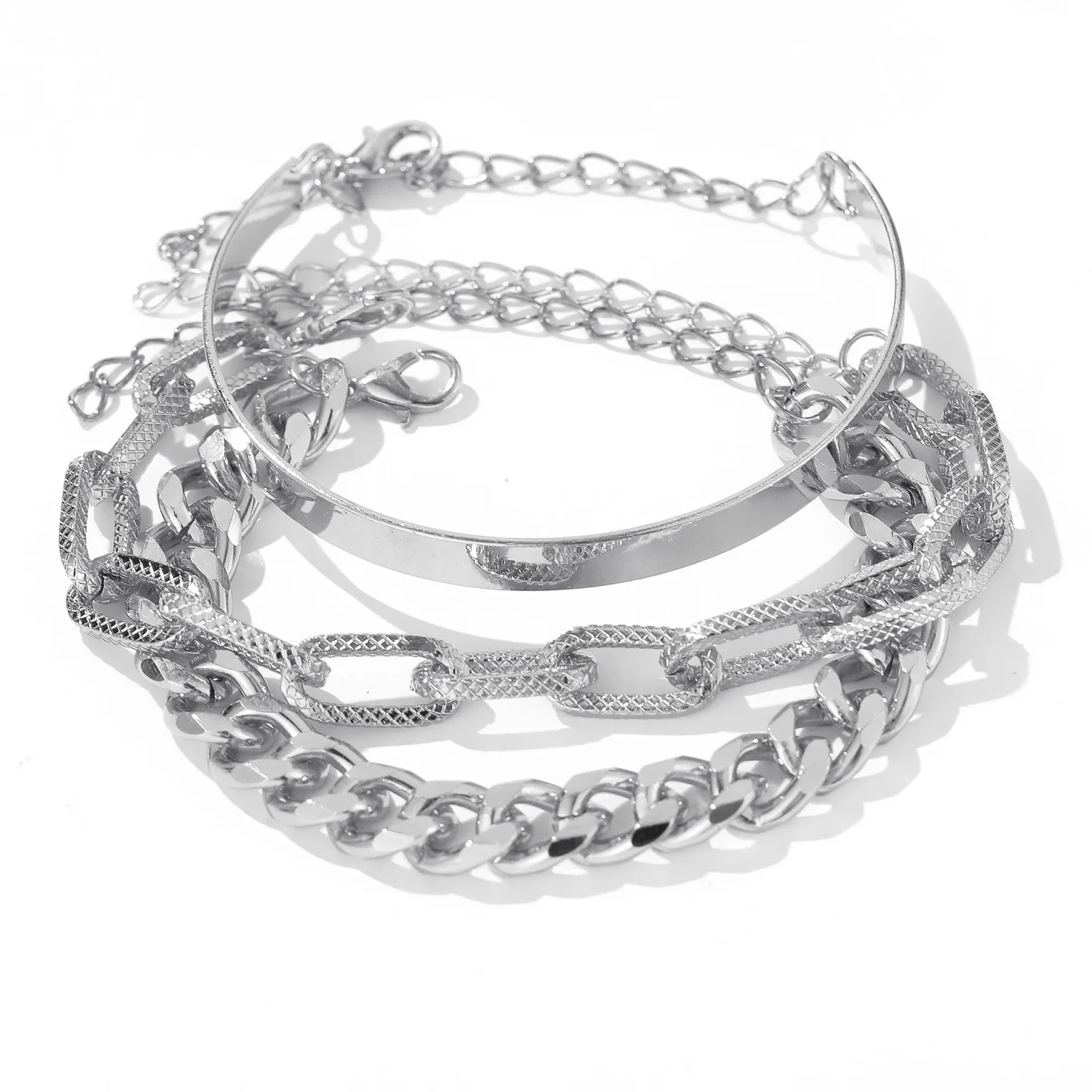 Bohemian Metal Chain Bracelet Set For Women Geometric Gold Color Thick Link Chain Open Bangle Female Fashion Jewelry 6