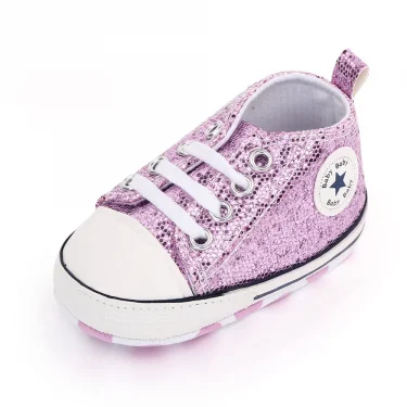 2025 Newborn Sequined Canvas Baby Sneakers Casual Baby Boys Girls Toddler Multi-Color Soft Sole Non-slip Walking Shoes 5