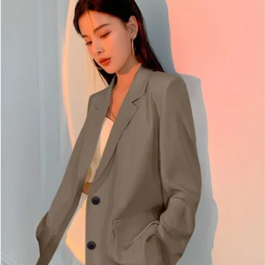 Casual Long Sleeve Suit Jacket Blazer Office Lady Spring Autumn Fashion Elegant Solid Blazer Outerwear Coat For Women 2025 Black 6