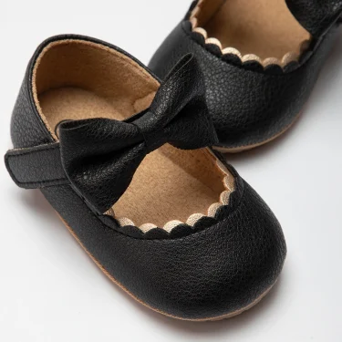 KIDSUN Baby Casual Shoes Infant Toddler Bowknot Non-slip Rubber Soft-Sole Flat PU First Walker Newborn Bow Decor Mary Janes 6