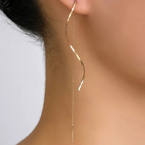 1 Pair Fashion Long Tassel Threader Earrings For Women Simple Long Chain Earrings Party Wedding Jewelry Gifts 1