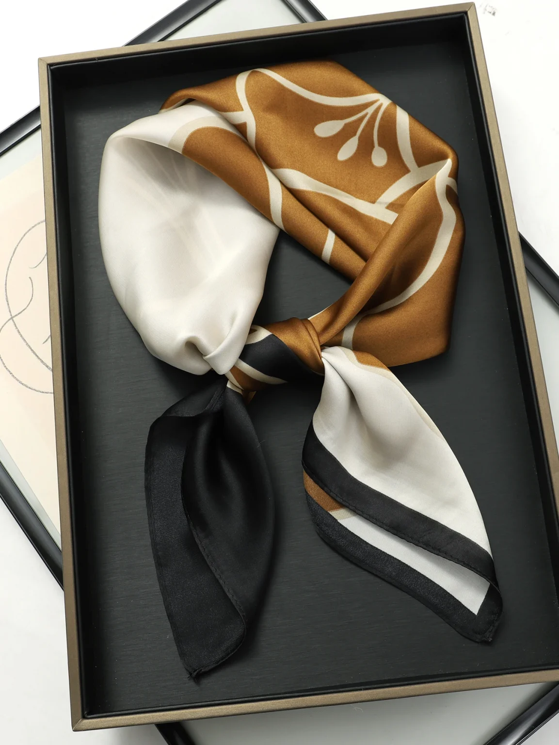 Luxury Brand 2025 Silk Square Scarf Women Cat Neck Hair Tie Band Beach Hijab Kerchief Head Headbands Bandana Female Foulard 70cm 3