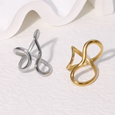 LATS Stainless Steel Gold Color Rings for Women Men 2024 Colorfast Popular Party Personalized Exaggerated Charms Jewelry Gifts 3