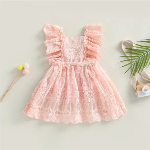 Newborn Baby Girls Summer Romper Dress Sleeveless Lace Floral Embroidery Tutu Skirt Bodysuit Jumpsuit Toddler Clothing 2