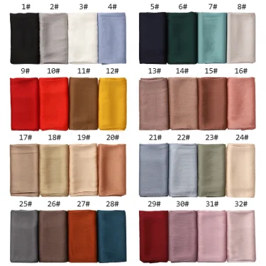 FASHION Medine silk CRINKLED SATIN SILK HIJABS WOMEN LONG SOLIDER COLOR PLAIN HIJABS Headband Maxi lslamic Sjaal 180*70CM 2025 3