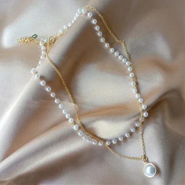SUMENG 2025 New Fashion Kpop Pearl Choker Necklace Cute Double Layer Chain Pendant For Women Jewelry Girl Gift 4