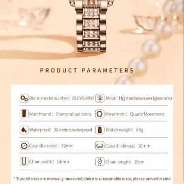 OLEVS 9943 Original Diamond Watch for Women Luxury Elegant Stainless steel Waterproof Quartz Wristwatch Fashion Ladies' Watches 6