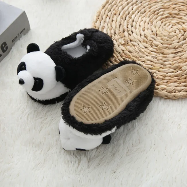 Children Toddler Girl Slippers Indoor Winter Plush Warm Shoes Cartoon 3D Panda Kid Boy Soft Rubber Sole Home Footwear Baby Items 2