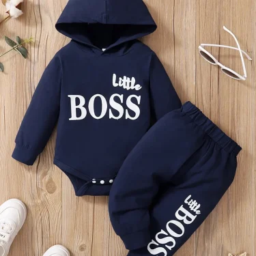 Winter Newborn Infant 0-24M Baby Boy Long Sleeves Cotton Hooded Letter Fashion Baby Hoodies Clothing 1