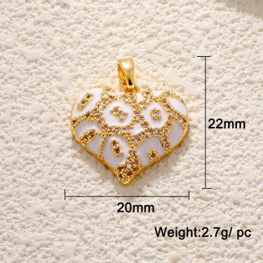 BenS Leopard Pattern Heart Pendant Enamel Dripping oil charms for DIY handmade Necklace Jewelry accessories 6