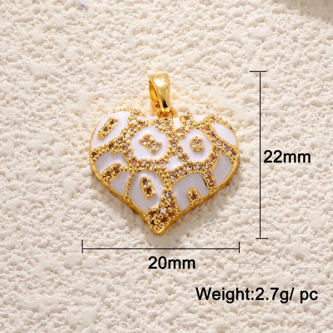 BenS Leopard Pattern Heart Pendant Enamel Dripping oil charms for DIY handmade Necklace Jewelry accessories 6