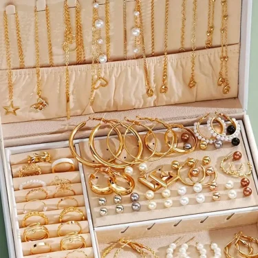 86pcs/Set Elegant Earrings Multi-Layered Necklace Ear Studs Rings 4-In-1 Faux Pearl Jewelry Set For Women Gift (No Box) New 1