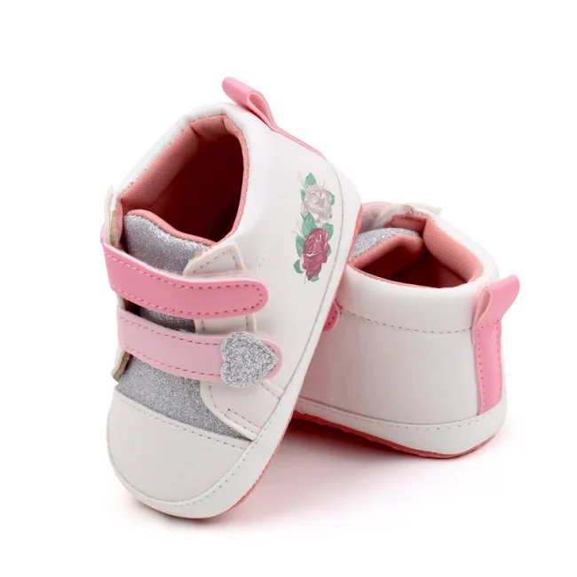 Baby Girl Shoes Infant Toddler 0-9-18 Months Flower Print Beautiful Soft PU High Quality Anti-slip Sole Walking Sneaker BHX3174 5