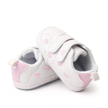 Meckior Spring and Autumn Baby Shoes Non-slip Soft Rubber Soled Toddler Shoes Cute Embroidered Love Stars Casual Shoes 3