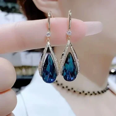 Korean Fashion Zircon Water Drop Earrings for Women Shiny Crystal Long Pendant Dangle Earring Girls Wedding Party Jewelry Gifts 3