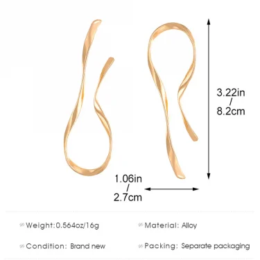 Exaggerated Irregular Lines Big Dangle Earrings for Women Minimalist Asymmetric Twisted Personalized Accessories Fashion Jewelry 6