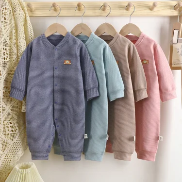 Autumn Winter Newborn Girls Bodysuit Single Breasted Long Sleeve Plush Cartoon Embroidery Baby Girls Onesies Infant Girls Romper 1