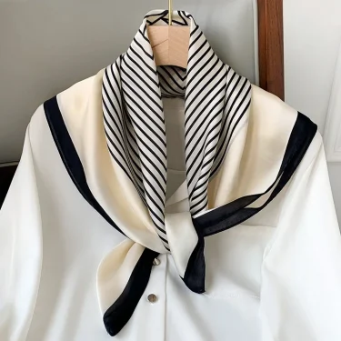 Luxury Brand Silk Square Plaid Scarf Women Satin Neck Hair Tie Band Soft work neckerchife 2021 NEW Hijab Head Female Foulard 4