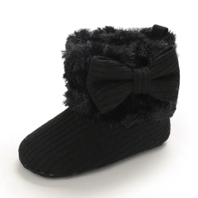 Baby Autumn And Winter Boots Girls And Boys Black Warm Shoes Black Fashionable Toddler's First Step Children's Shoes 0-18M 5