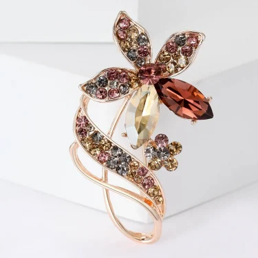 Rhinestone Flower Brooches for Women Unisex Botanical Pins Event Party Backpack Decoration Clothes Accessories 1