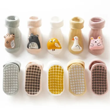 5Pairs/Lot Cotton Baby Anti-slip Socks for Boys Girls Low Cut Floor Kids Toddler Sock with Rubber Grips Socken for 0-3Years 2