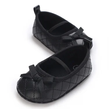 Newborn Baby Shoes Classic Fashion Mary Jane Ballet Flat Shoes Non slip Bow Baby Shoes Preschool Baptist Soft Sole Walking Shoes 3