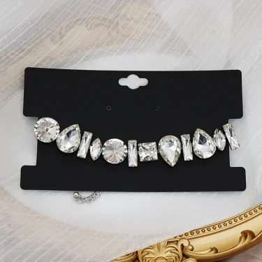 Geometric Crystal Choker Necklaces for Women Water Drop Clavicle Chain Necklaces Statements Jewelry Gifts 4