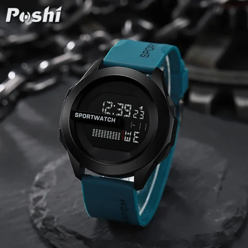 POSHI Sport Watch for Man Luxury Digital Wristwatch Stopwatch Luminous with Date Week Original Waterproof Clock free shipping 1