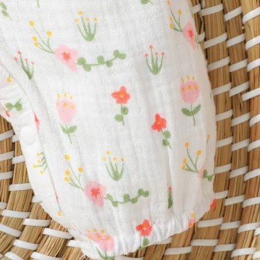 Baby Girl's All Seasons Long Sleeve Print Floral With Bow Daily Jumpsuit For Newborn-6M Clothes +Headband 5