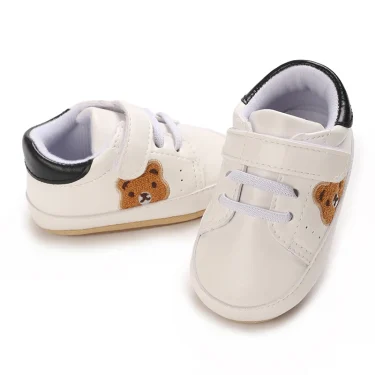 New Cute Bear Newborn Baby Leather Shoes for 1 Year Sneakers Infant Soft Rubber Sole Loafers Toddler Trainers Baby Items Gift 4