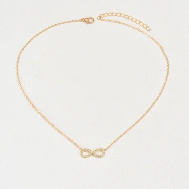 Fashion Simple Stainless Steel Infinity Pendant Necklace for Women Classic Lucky Zircon Love You Forever Jewelry Birthday Gift 3