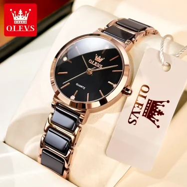 OLEVS New Fashion Ceramics Watchstrap Quartz Women Watch Waterproof Luxury Brand Watch For Women Date Clock Gift Elegant watches 3