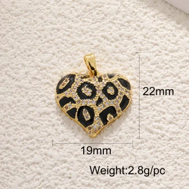 BenS Leopard Pattern Heart Pendant Enamel Dripping oil charms for DIY handmade Necklace Jewelry accessories 5