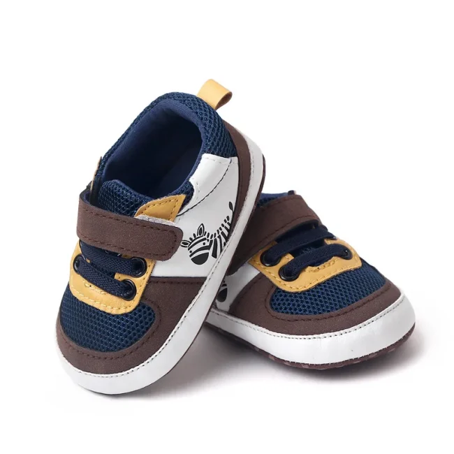 Newborn Boy Shoes for 1 Year Old First Step Trainers Infant Soft Sole Footwear Toddler Cartoon Zebra Walkers Doll Birthday Gifts 4