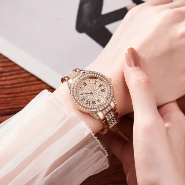 Casual Elegant All-Star Women's Quartz Watch Shiny Fine Zircon Mechanical Lady Wristwatches Fashion Folding Watches Buckle Watch 4