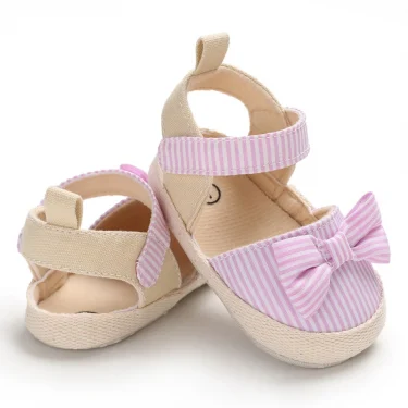 Summer Girl Baby Casual Sandals Soft Sole Comfortable Lightweight Walking Shoes Bow Canvas Baby Shoes 3